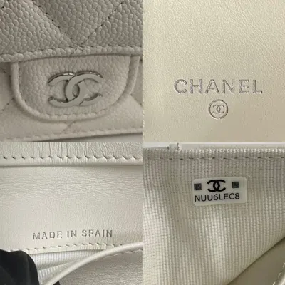 Pre-owned Chanel White Grained Calfskin Wallet (tri-fold) ()