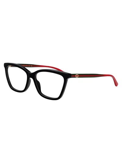 Gucci Havana-green-transparent Recycled Acetate Glasses In Black