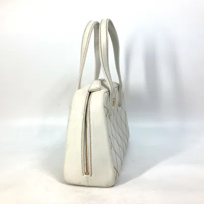 Pre-owned Chanel Wild Stitch White Leather Boston Bag Handbag Shoulder Bag ()