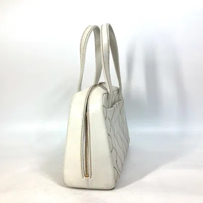 Pre-owned Chanel Wild Stitch White Leather Boston Bag Handbag Shoulder Bag ()