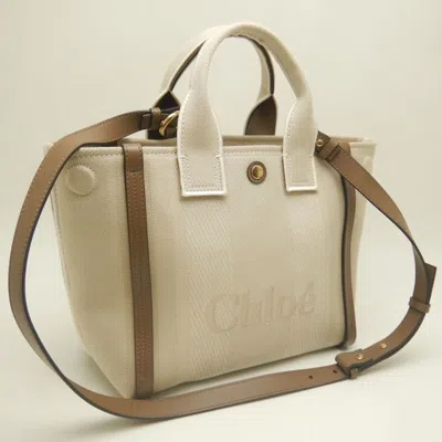 Pre-owned Chloé Beige Cotton Canvas Leather Tote Bag () In Sand