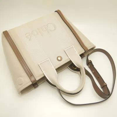Pre-owned Chloé Beige Cotton Canvas Leather Tote Bag () In Sand