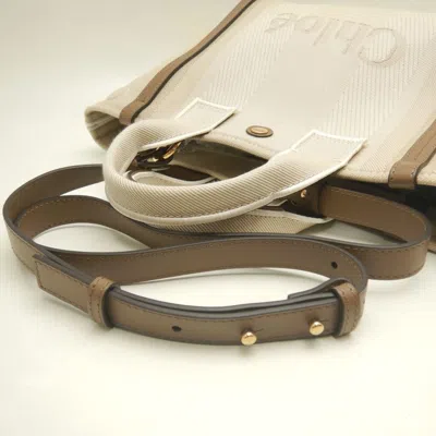 Pre-owned Chloé Beige Cotton Canvas Leather Tote Bag () In Sand