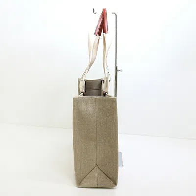 Pre-owned Chloé Brown White Linen Polyester Leather Tote Bag () In Multi