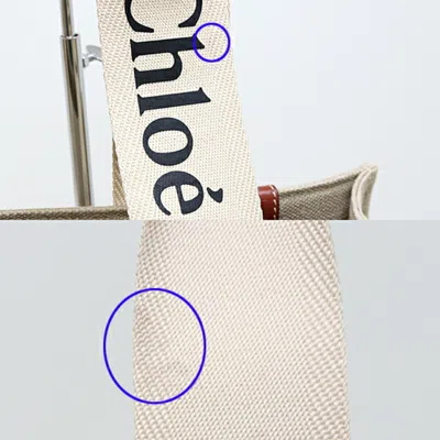 Pre-owned Chloé Brown White Linen Polyester Leather Tote Bag () In Multi