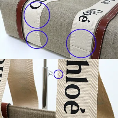 Pre-owned Chloé Brown White Linen Polyester Leather Tote Bag () In Multi