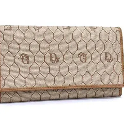 Pre-owned Dior Christian  Beige Beige Brown Brown Pvc Leather Coin Purse/coin Case ()