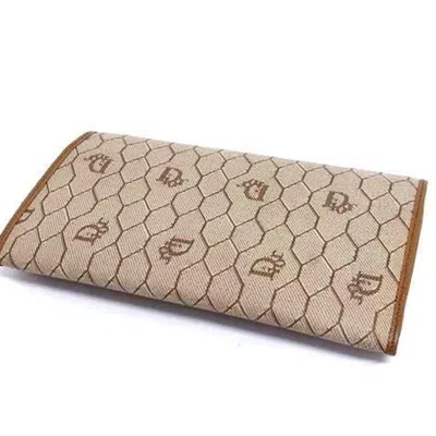 Pre-owned Dior Christian  Beige Beige Brown Brown Pvc Leather Coin Purse/coin Case ()