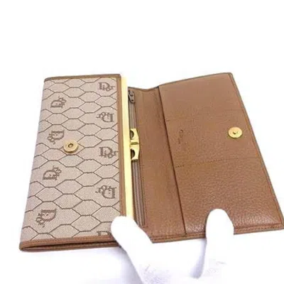 Pre-owned Dior Christian  Beige Beige Brown Brown Pvc Leather Coin Purse/coin Case ()