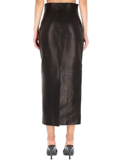 Khaite Leather Loxley Skirt In Black