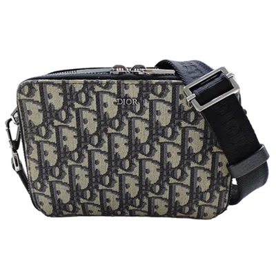 Pre-owned Dior Christian  Beige Black Cotton Fabric Leather Shoulder Bag () In Multi
