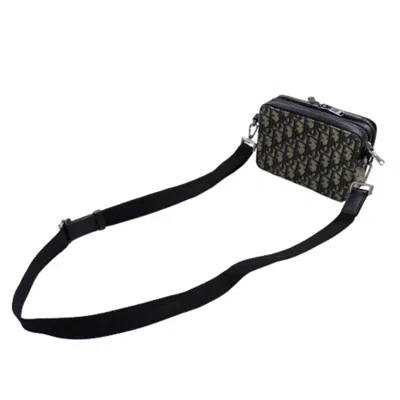 Pre-owned Dior Christian  Beige Black Cotton Fabric Leather Shoulder Bag () In Multi
