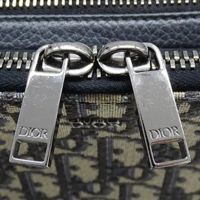 Pre-owned Dior Christian  Beige Black Cotton Fabric Leather Shoulder Bag () In Multi
