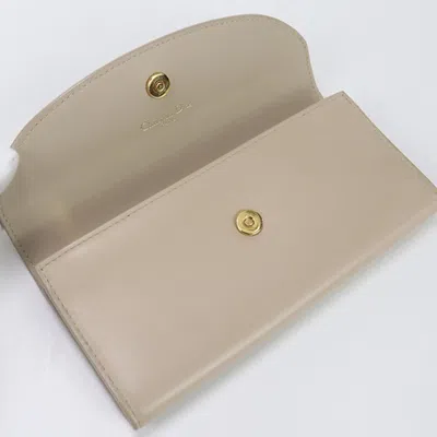 Pre-owned Dior Christian  Beige Leather Long Wallet (bi-fold) () In Sand