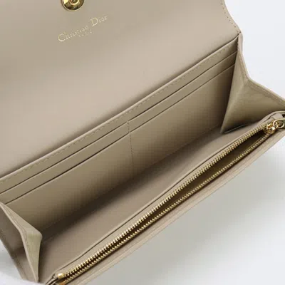 Pre-owned Dior Christian  Beige Leather Long Wallet (bi-fold) () In Sand