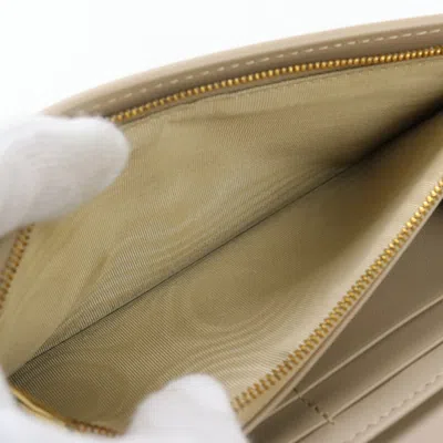 Pre-owned Dior Christian  Beige Leather Long Wallet (bi-fold) () In Sand