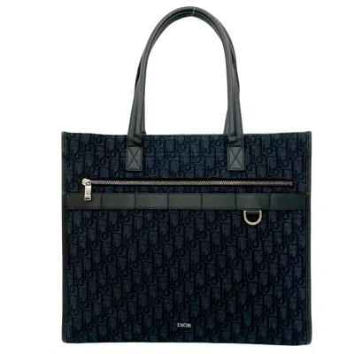 Pre-owned Dior Christian  Black Canvas Leather Tote Bag ()