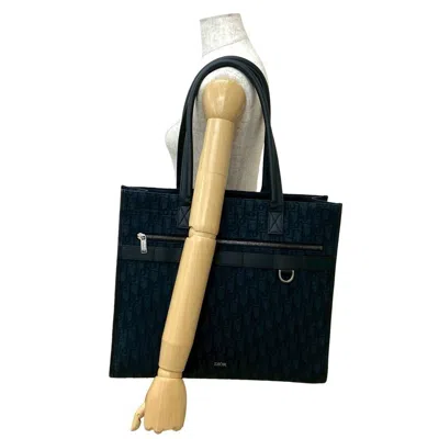 Pre-owned Dior Christian  Black Canvas Leather Tote Bag ()
