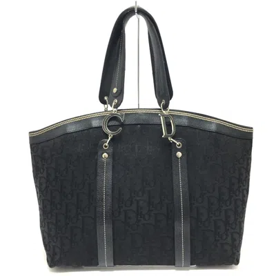 Pre-owned Dior Christian  Black Canvas Leather Tote Bag ()