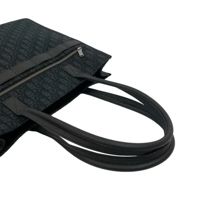 Pre-owned Dior Christian  Black Canvas Leather Tote Bag ()