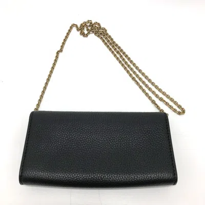 Pre-owned Dior Christian  Black Leather Chain/shoulder Wallet ()