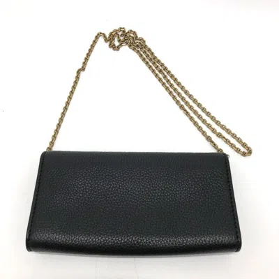 Pre-owned Dior Christian  Black Leather Chain/shoulder Wallet ()