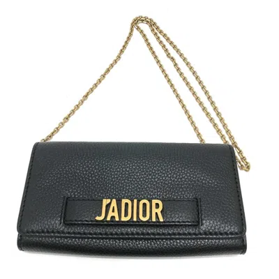 Pre-owned Dior Christian  Black Leather Chain/shoulder Wallet ()