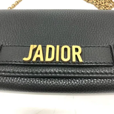 Pre-owned Dior Christian  Black Leather Chain/shoulder Wallet ()