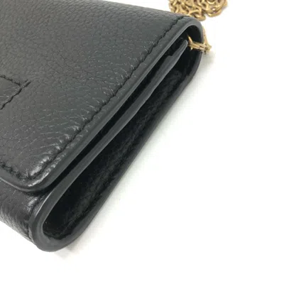 Pre-owned Dior Christian  Black Leather Chain/shoulder Wallet ()