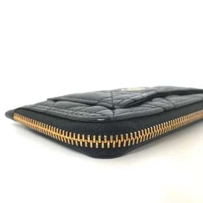 Pre-owned Dior Christian  Black Leather Coin Purse/coin Case ()