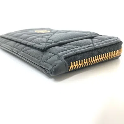 Pre-owned Dior Christian  Black Leather Coin Purse/coin Case ()