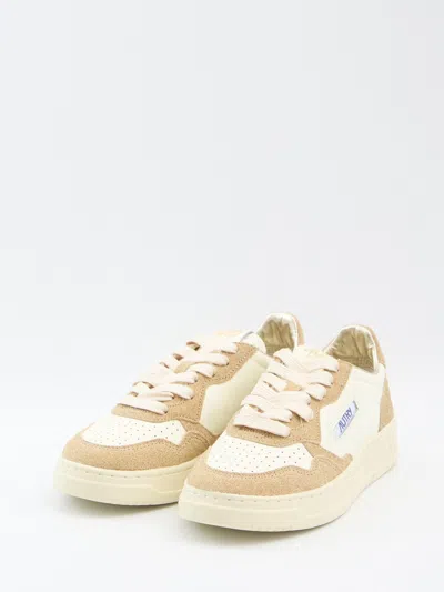 Autry Beige And Brown Leather Medalist Low Sneakers In Neutral