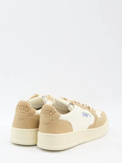 Autry Beige And Brown Leather Medalist Low Sneakers In Neutral