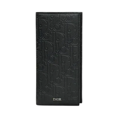 Pre-owned Dior Christian  Black Leather Long Wallet (bi-fold) ()