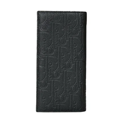 Pre-owned Dior Christian  Black Leather Long Wallet (bi-fold) ()