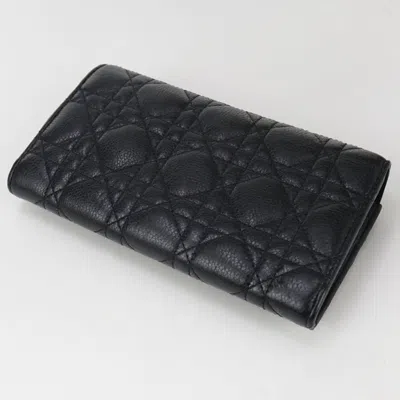 Pre-owned Dior Christian  Black Leather Long Wallet (bi-fold) ()