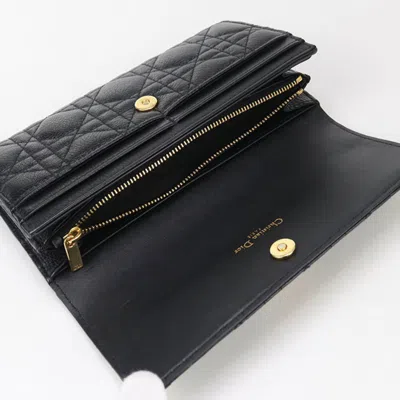 Pre-owned Dior Christian  Black Leather Long Wallet (bi-fold) ()