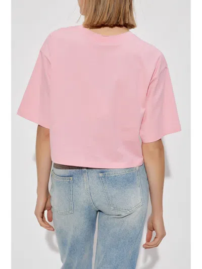 Balmain Cropped Ss T-shirt In Pink