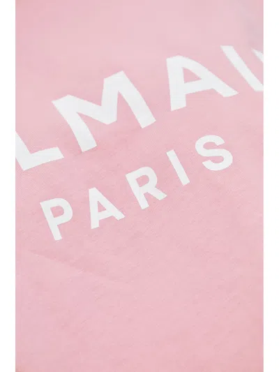 Balmain Cropped Ss T-shirt In Pink