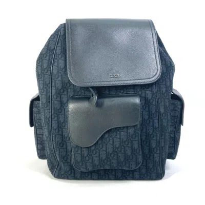 Pre-owned Dior Christian  Black Navy Canvas Leather Backpack () In Multi