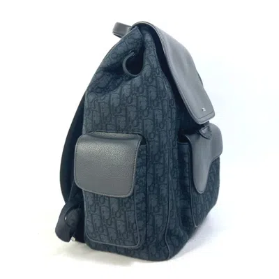 Pre-owned Dior Christian  Black Navy Canvas Leather Backpack () In Multi