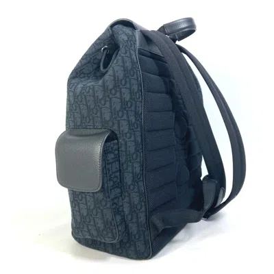 Pre-owned Dior Christian  Black Navy Canvas Leather Backpack () In Multi