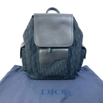 Pre-owned Dior Christian  Black Navy Canvas Leather Backpack () In Multi