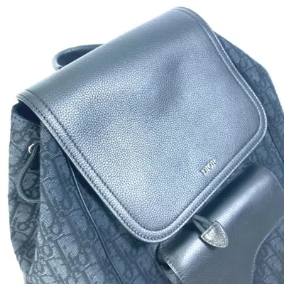 Pre-owned Dior Christian  Black Navy Canvas Leather Backpack () In Multi