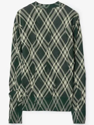 Burberry Check Pullover In Green