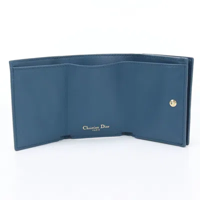 Pre-owned Dior Christian  Blue Leather Wallet (tri-fold) ()