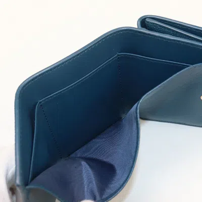 Pre-owned Dior Christian  Blue Leather Wallet (tri-fold) ()