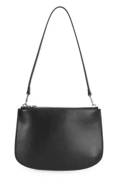 Diesel Twin-double-pouch Embossed-leather Shoulder Bag In Black