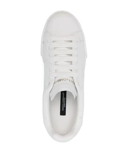 Dolce & Gabbana White Portofino Leather Sneakers In White