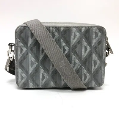 Pre-owned Dior Christian  Gray Coated Canvas Leather Pochette Shoulder Bag ()